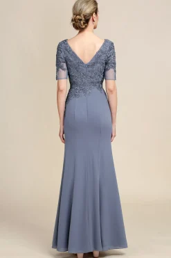 Grey Appliques Mother of Bride Dress