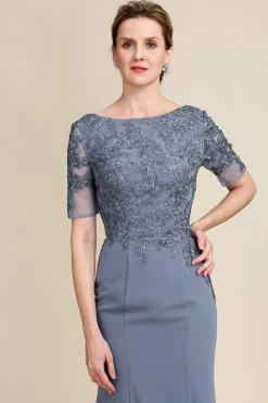 Grey Appliques Mother of Bride Dress