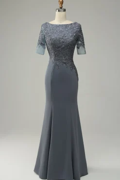 Grey Appliques Mother of Bride Dress