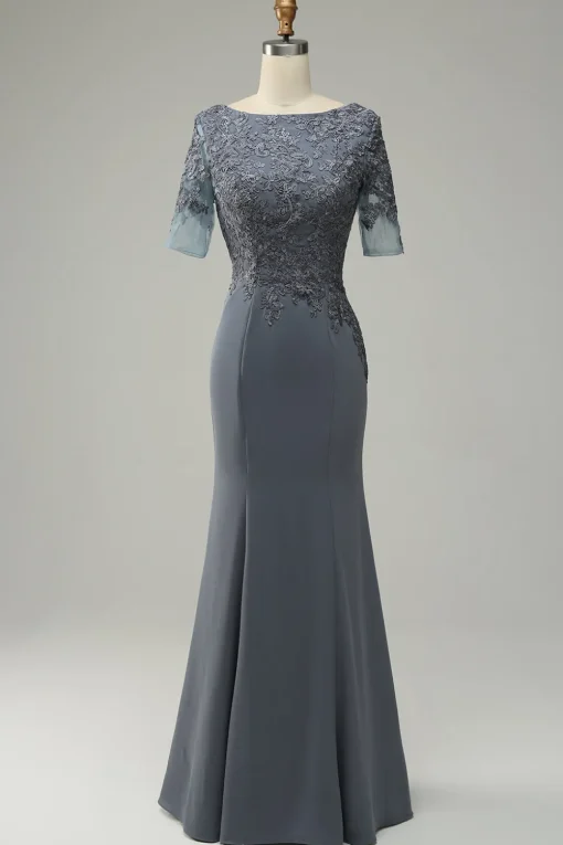 Grey Appliques Mother of Bride Dress