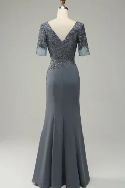 Grey Appliques Mother of Bride Dress