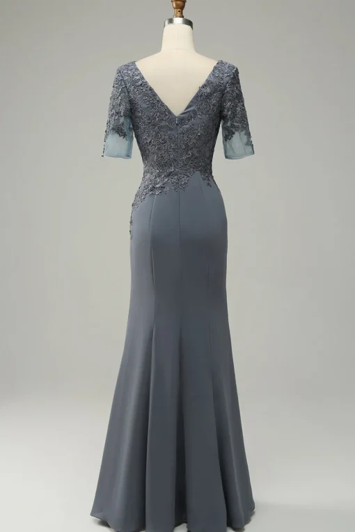 Grey Appliques Mother of Bride Dress