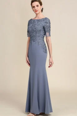 Grey Appliques Mother of Bride Dress