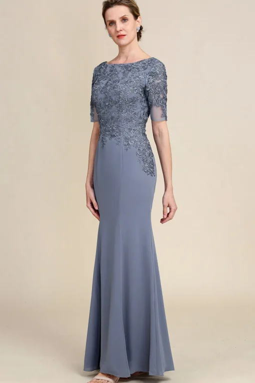 Grey Appliques Mother of Bride Dress