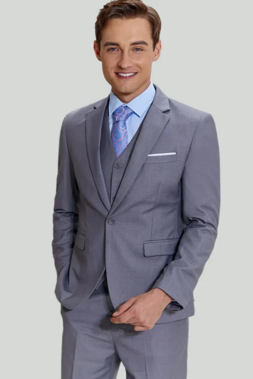 Grey Men's 3 Piece Notched Lapel Prom Suits