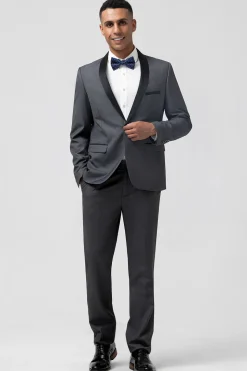 Grey Notch Lapel One Button 2 Pieces Men Suits