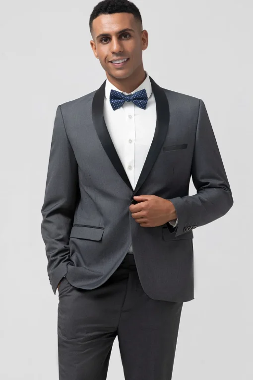 Grey Notch Lapel One Button 2 Pieces Men Suits