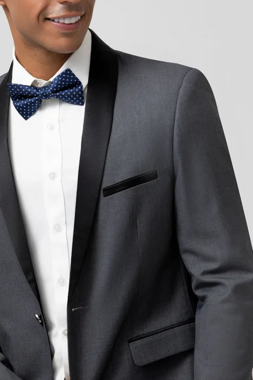 Grey Notch Lapel One Button 2 Pieces Men Suits
