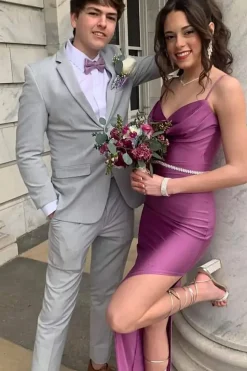 Grey Notched Lapel 2 Piece Men's Prom Suits