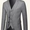 Grey Plaid 3 Piece Notched Lapel Men's Wedding Suits