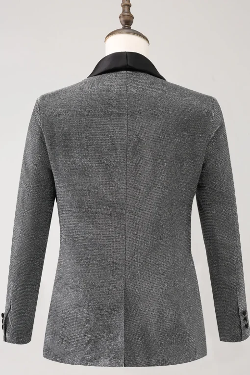 Grey Shawl Lapel Single Breasted Men's Prom Blazer