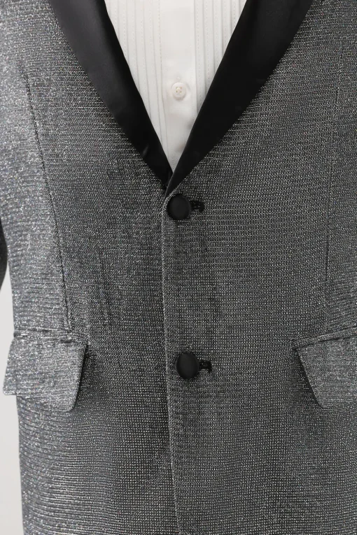 Grey Shawl Lapel Single Breasted Men's Prom Blazer