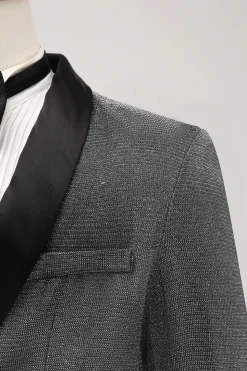 Grey Shawl Lapel Single Breasted Men's Prom Blazer