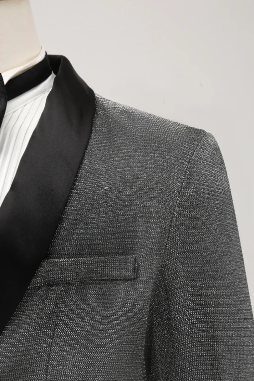 Grey Shawl Lapel Single Breasted Men's Prom Blazer