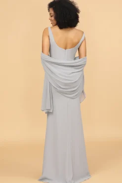 Grey Square Neck Mermaid Bridesmaid Dress