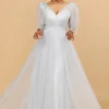 Grey Tulle V-Neck A-Line Bridesmaid Dress