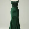 Halter Dark Green Mermaid Prom Dress with Beading