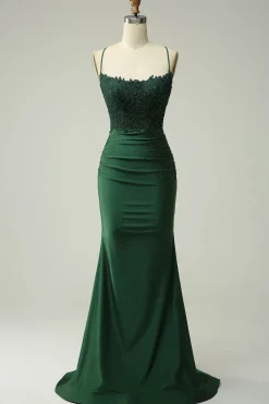 Halter Dark Green Mermaid Prom Dress with Beading