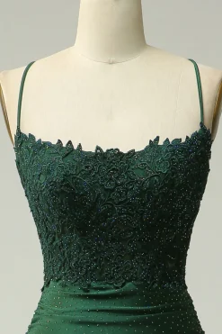 Halter Dark Green Mermaid Prom Dress with Beading
