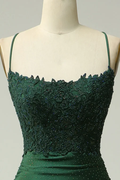 Halter Dark Green Mermaid Prom Dress with Beading
