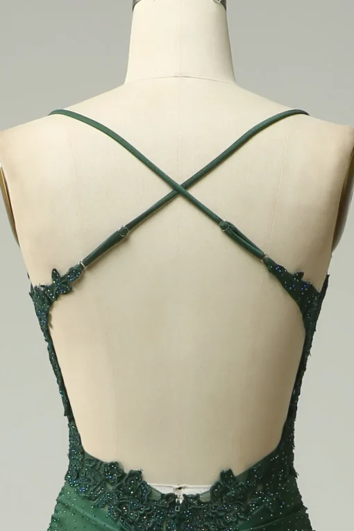 Halter Dark Green Mermaid Prom Dress with Beading