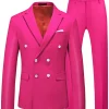 Hot Pink Double Breasted 2 Piece Prom Men Suits