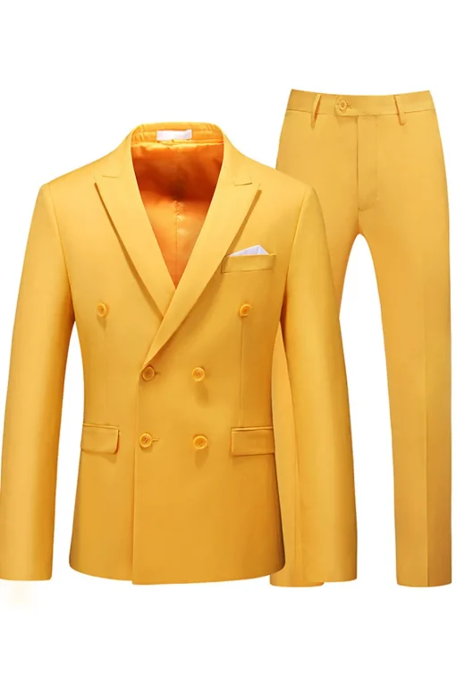 Hot Pink Double Breasted 2 Piece Prom Men Suits