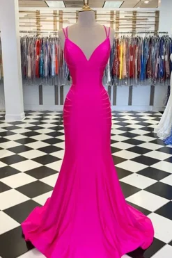 Hot Pink Mermaid Prom Dress