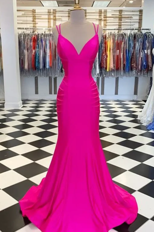 Hot Pink Mermaid Prom Dress
