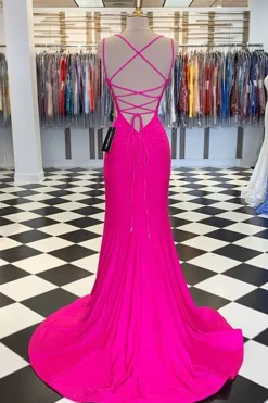 Hot Pink Mermaid Prom Dress