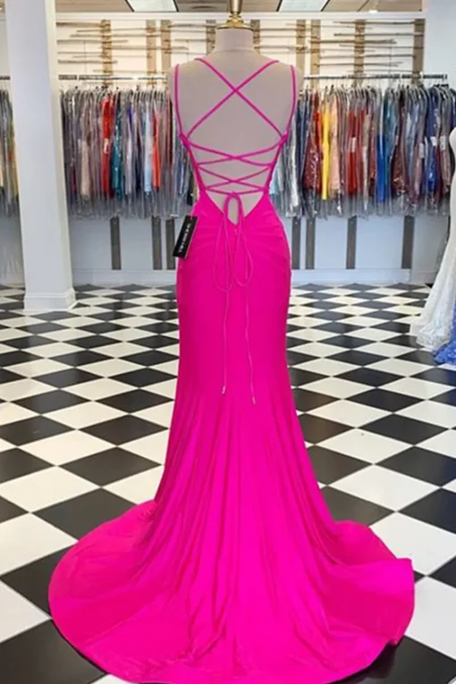 Hot Pink Mermaid Prom Dress