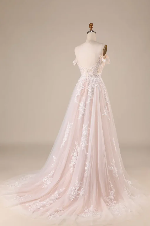 Ivory Detachable Off the Shoulder Corset Tulle Wedding Dress