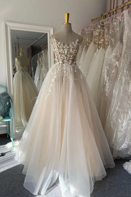 Ivory Long Prom Dress with Appliques