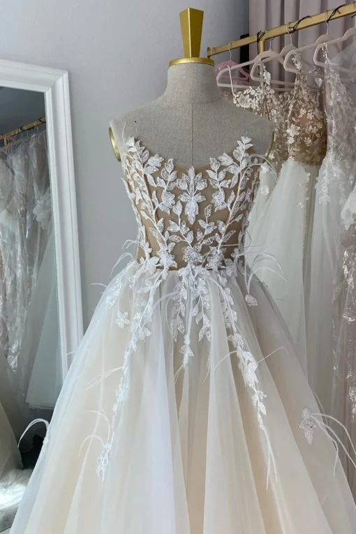 Ivory Long Prom Dress with Appliques