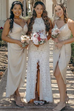 Ivory Open Back Boho Lace Wedding Dress