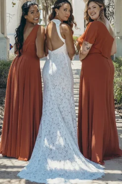 Ivory Open Back Boho Lace Wedding Dress