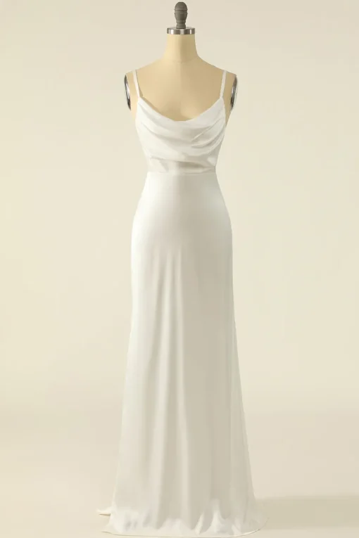 Ivory Satin Simple Bridal Dress