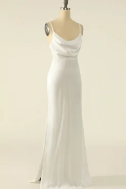 Ivory Satin Simple Bridal Dress