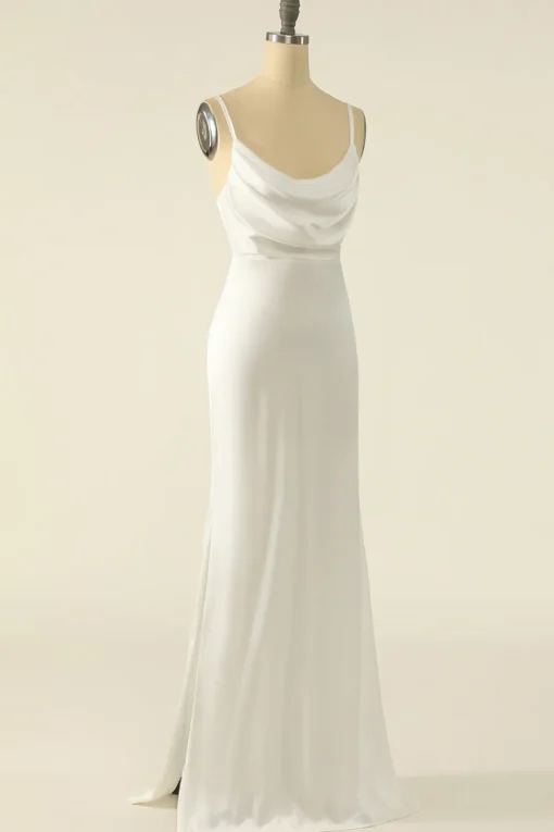 Ivory Satin Simple Bridal Dress