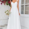 Ivory Scoop Neck Boho Simple Wedding Dress with Lace