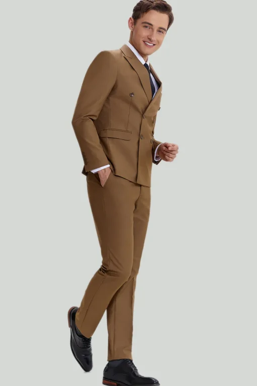 Khaki Men's 2 Piece Slim Fit Tuxedo & Suit
