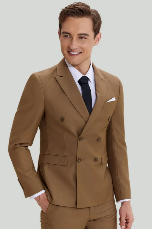 Khaki Men's 2 Piece Slim Fit Tuxedo & Suit