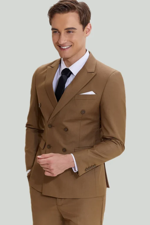 Khaki Men's 2 Piece Slim Fit Tuxedo & Suit