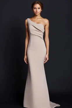 Khaki Mermaid One Shoulder Long Formal Dress