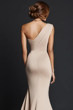 Khaki Mermaid One Shoulder Long Formal Dress
