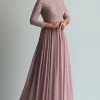 Lace Blush Chiffon Scoop Neck A Line Mother of The Bride Dress