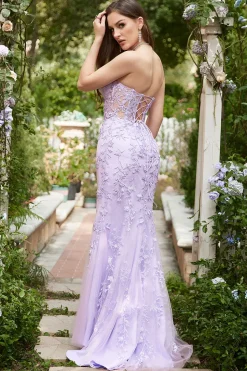 Lavender Strapless Mermaid Prom Dress with Appliques