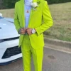Lemon Yellow Notched Lapel 2 Piece Men's Prom Suits