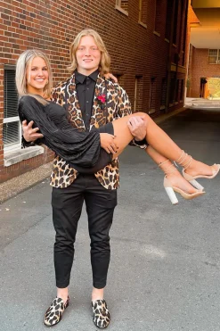 Leopard Shawl Lapel Jacquard One Button 2-Piece Prom Suits