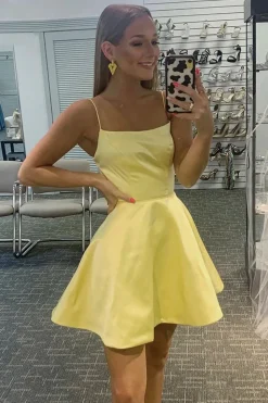 Light Blue A Line Simple Homecoming dress